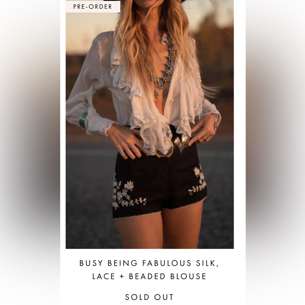 Chasing Unicorns Busy Being Fabulous Silk, Lace Beaded Blouse SOLD OUT WAITLIST